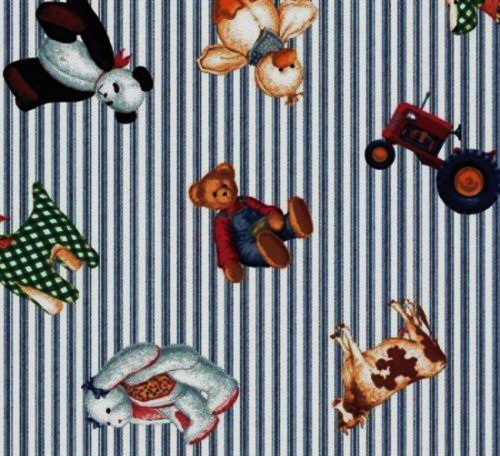 Tractor Teddy Ticking Stripe Fabric